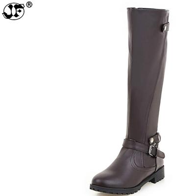 New Fashion Black Knee High Boots PU Leather Boots With Warm Plush Handmade High Quality Classical Botas Women Shoes559