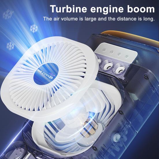 Portable Air Conditioner Desk Cooling Fan with Colorful Lights Strong Airflow Low Noise Table Spray Fan with Water Tank