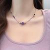 Elegant Amethyst Beaded Necklace for Women - Light Luxury Purple Faceted Collarbone Chain