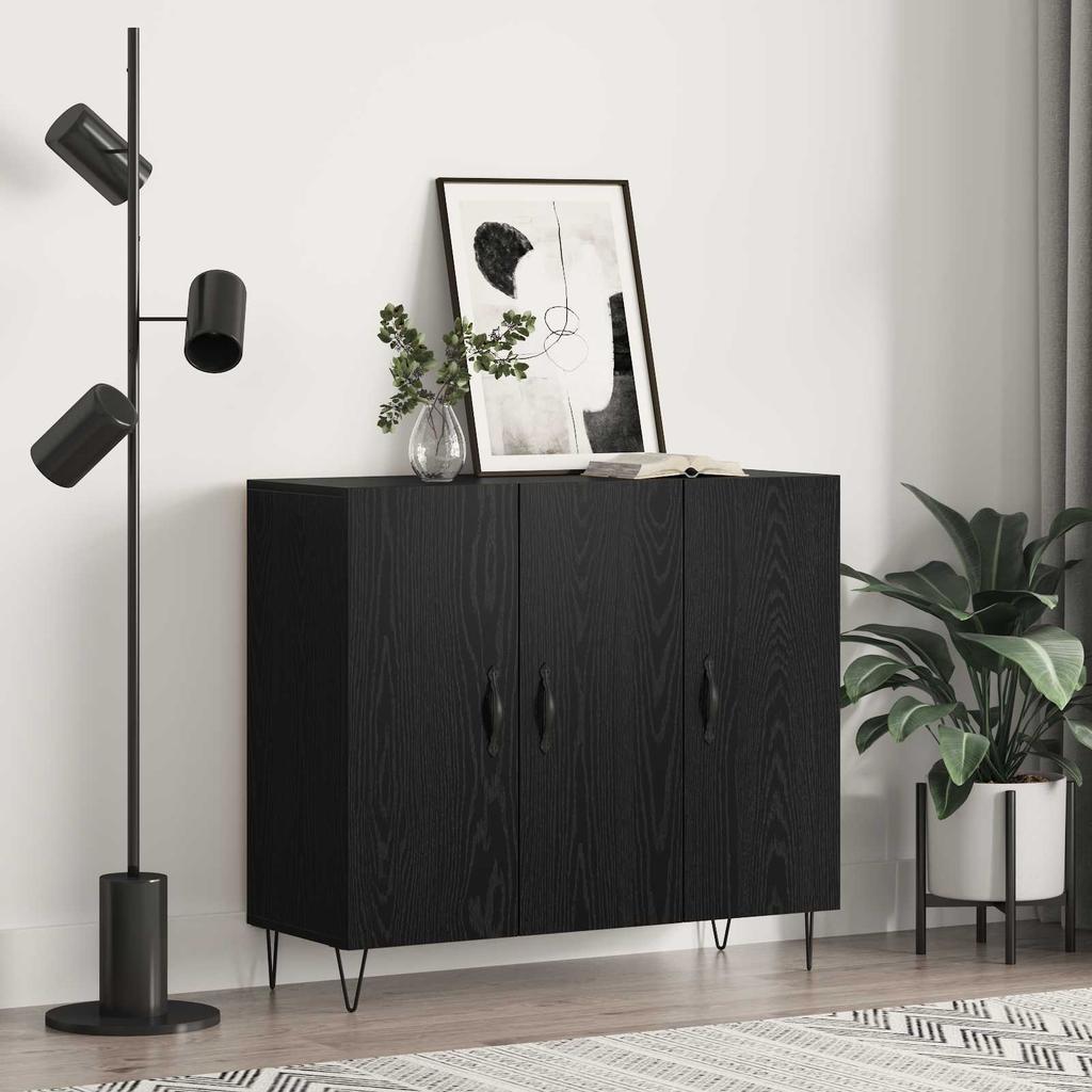 Sideboard Black Oak Look 90 X 32.5 X 80 Cm Engineered Wood