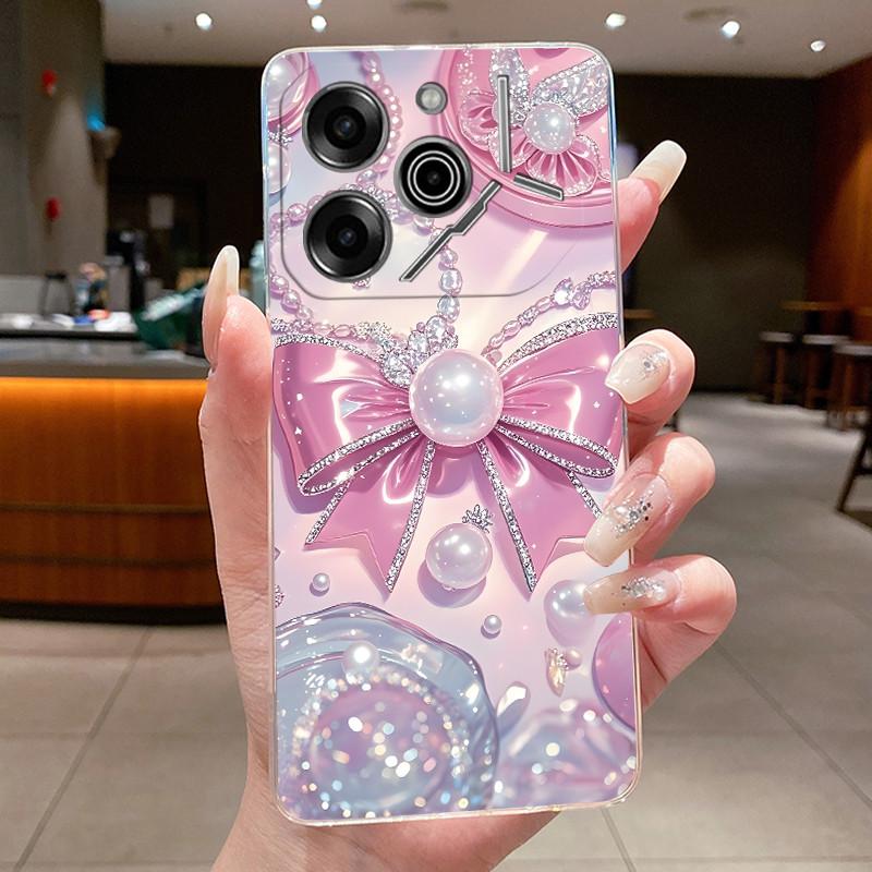 Phone Case For Tecno Pova 6 Pro 5G LI9 Case Tecno Pova 6 5G LI7 Back Cover Luxury Butterfly Flowers Transparent Soft TPU Casing