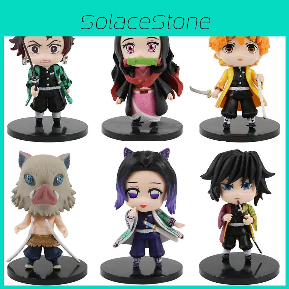 Lovely Demon Slayer Tanjiro Nezuko Pvc Character Statues 6-pack 8.5cm Anime Toys