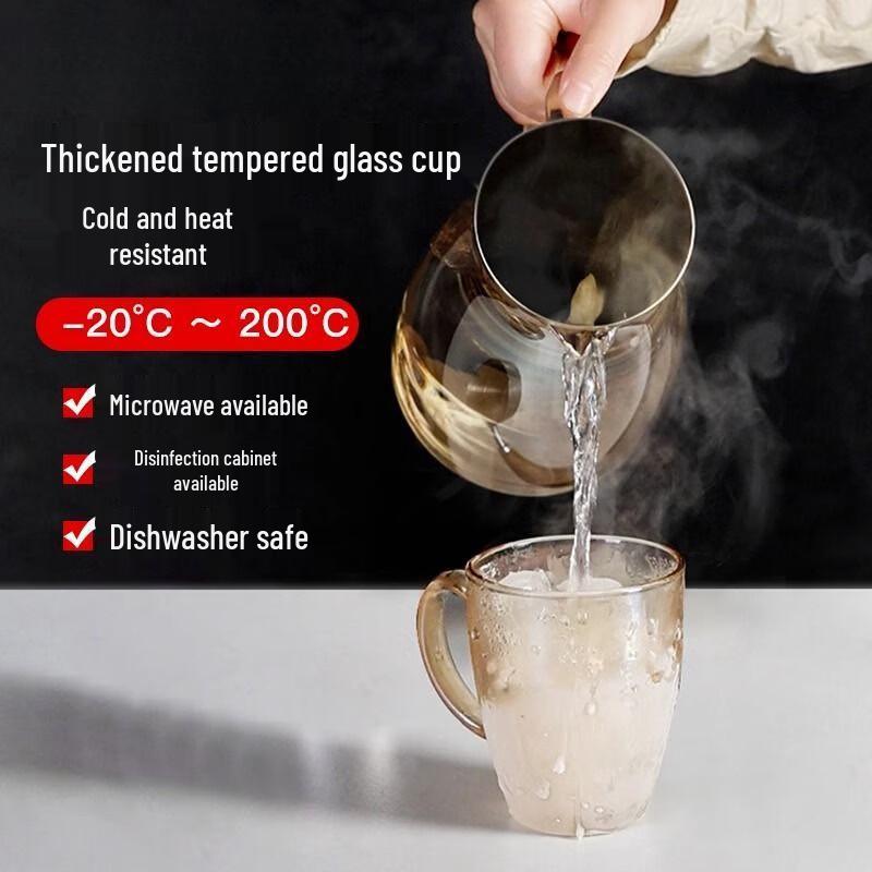 Handun Tempered Glass Drinking Cup Set with Draining Rack