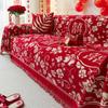 Chinese Wedding Sofa Cushion Cover Double Side Couch Cover Sofa Slipcover Universal Jubilant Anti-cat Sofa Cover 1.2.3.4 Seat