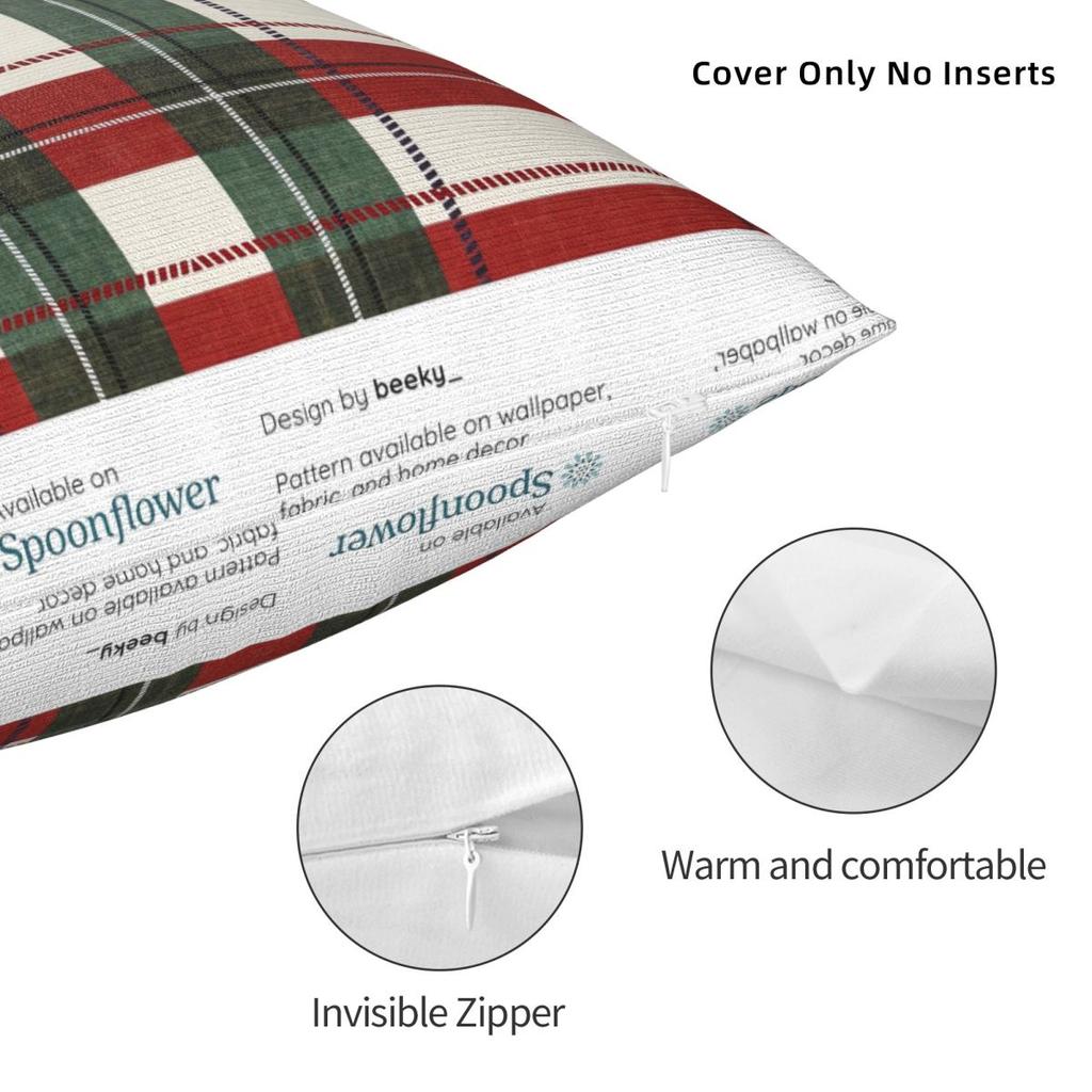 Plaid & Holiday Christmas Pillow Case Morden Pillow Cover Square Graphic Cushion Cover Pillowcases Office Car Home Decorative