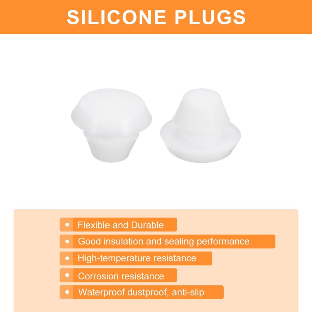 uxcell Silicone Stoppers, Rubber Stoppers, Compatible Diameters 0.2 - 0.2 inches (5 - 5.5
