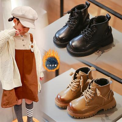 Autumn and Winter Cotton Boots for Boys and Girls Handsome British Martin Boots Anti Slip and Warm Maillard Midsole Boots
