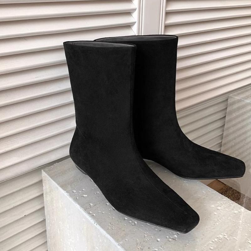 Designer Slip On Women Knight Boots Fashion Wedges Low Heel Dancing Dress Shoes Street Style Banquet Party Short Botas Mujer