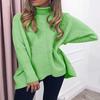 Fashion Women Casual O-Neck Turtleneck Solid Color Long Sleeve Pullover Sweater