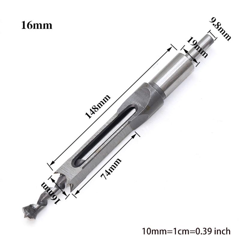 Square Hole Mortise Chisel Drill Bit Tools 6.4 mm/8mm/9.5mm/12.7mm/14mm/16mm Round Strong Square Hole Drill Bit