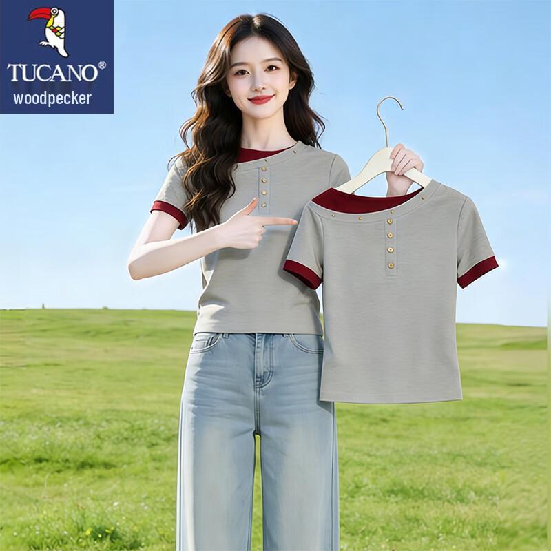 TUCANO Women's Fake Two-Piece Design Cotton T-Shirt