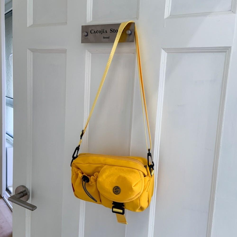 

Solid Color Nylon Cross Body Bag Multipocket Women s Handbags Simple Light Weight Bag Sports жёлтый