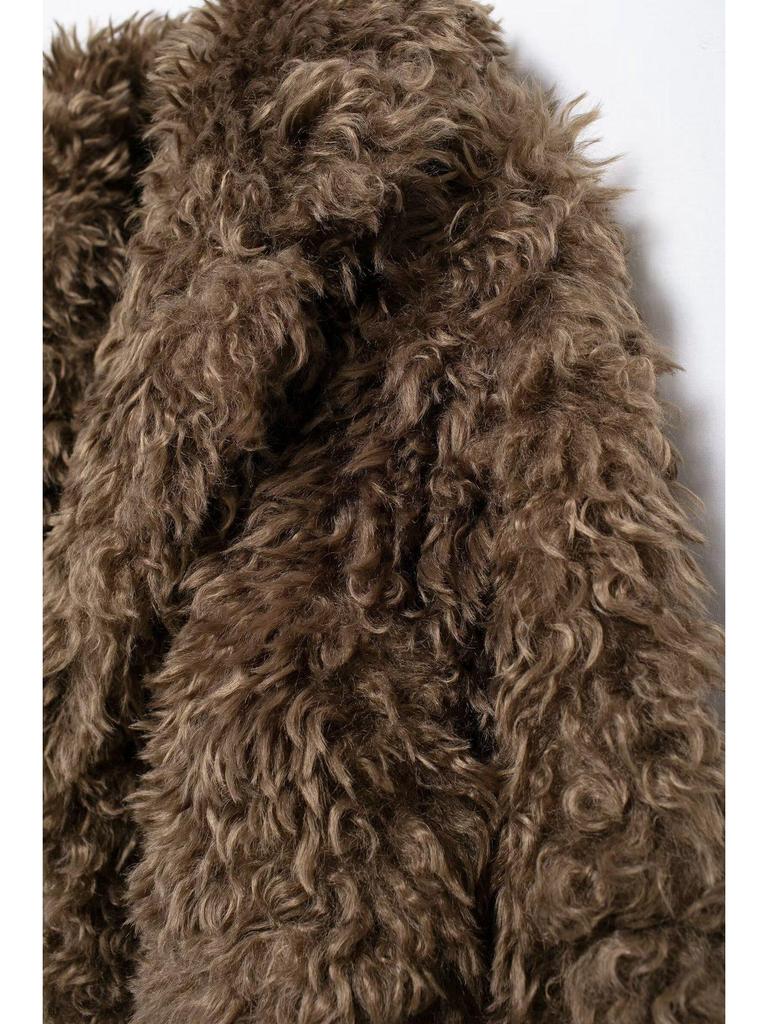 SHEIN Damen Kunstpelz Herbst Midilanger Mantel Jacke