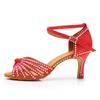 Women's Latin Dance Shoes Satin Dancing Shoes Salsa Party Ballroom Dancing Shoes High Heeled 7cm