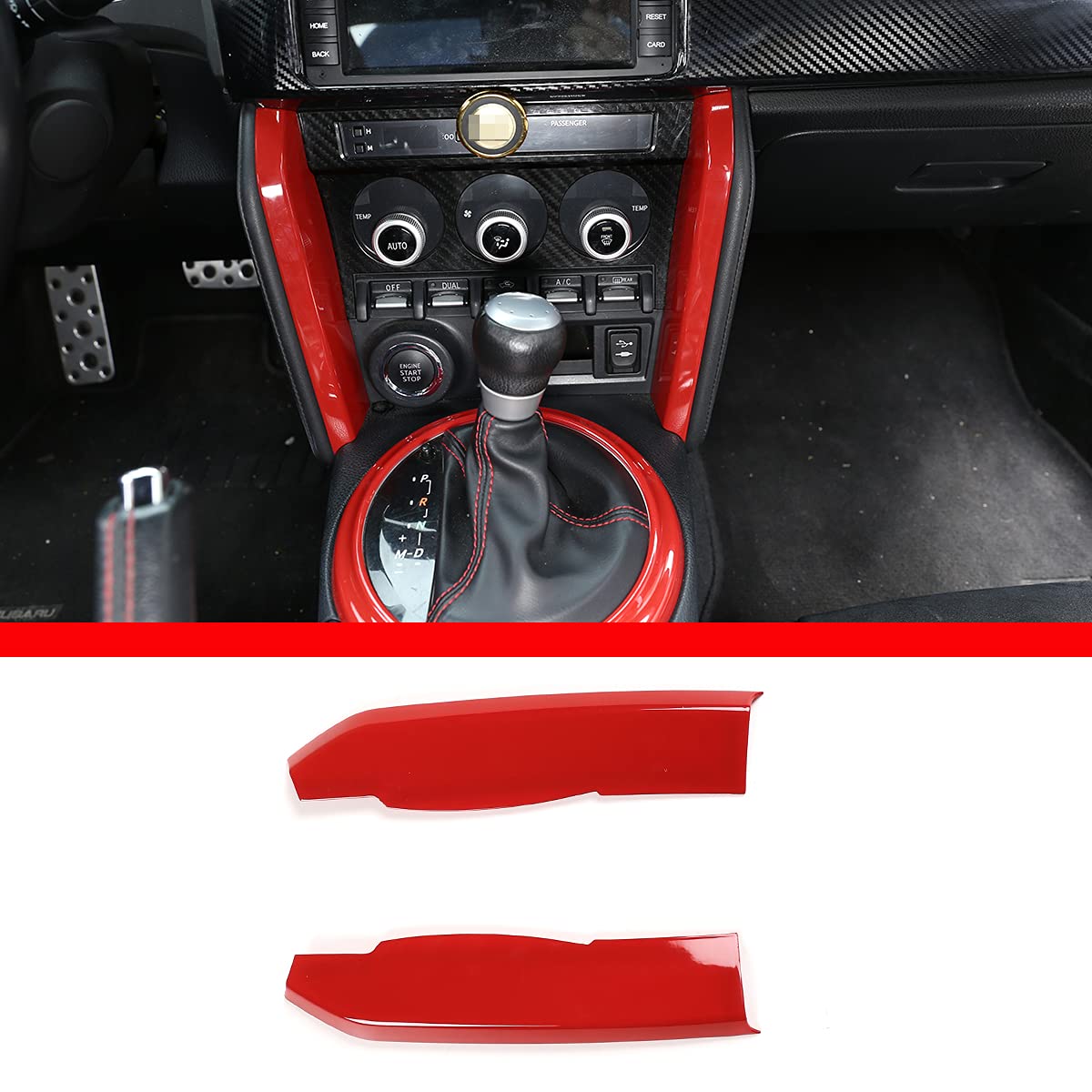 

DIYUCAR Декоративные боковые накладки на центральную консоль автомобиля, Боковые накладки консоли, Аксессуары для интерьера, АБС-пластик (красный) для Toyota 86/Subaru BRZ 2012-2020