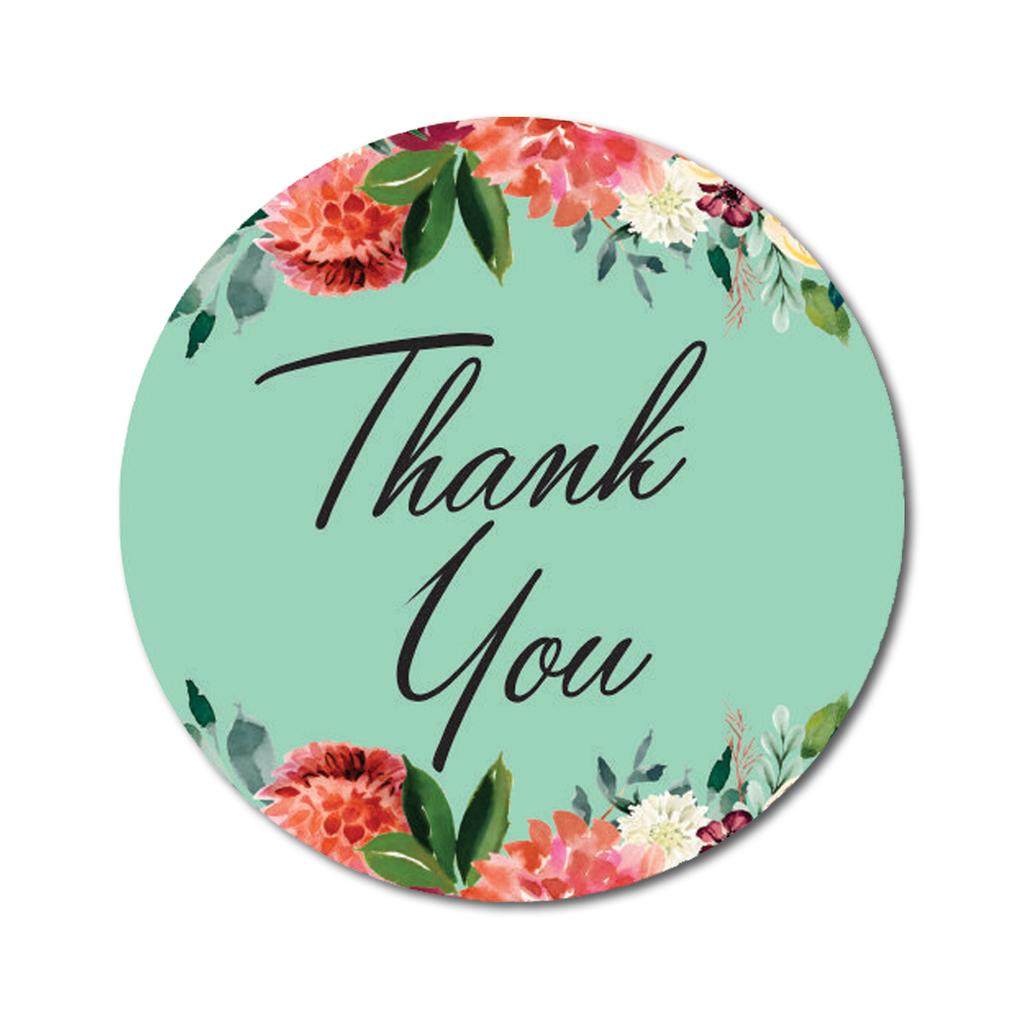 Darling Souvenir Pack Of 45 Pcs Round Chrysanthemum Floral Border Black Thank You Stickers-1.6
