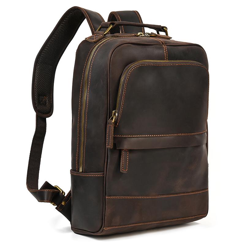 

Men s Backpack Genuine Leather Travel Bag Laptop Bag Daypack luxury Designer Leather Backpack Vintage Fashion Bagpack Bag