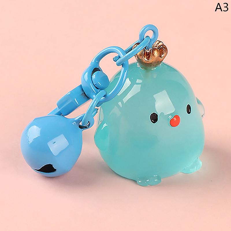 Creative Resin Luminous Crown Chicken Dolls Car Keychain Bookbag Pendant Accessories Chicken Toy Gifts