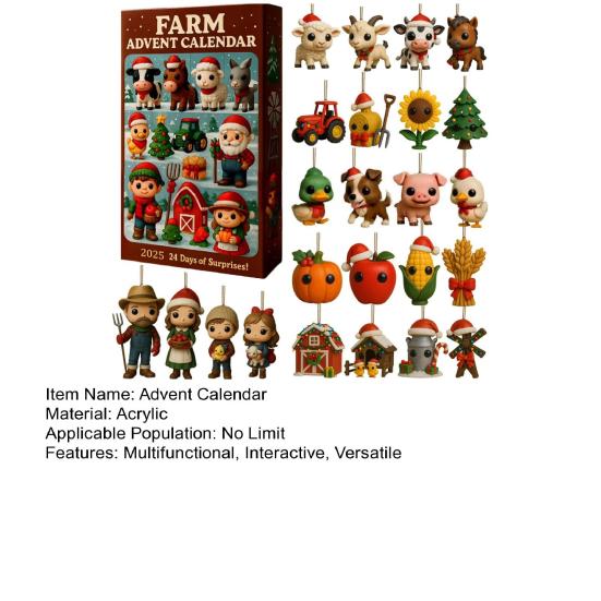 2025 Farm Advent Calendar Box 24 Days Mini Animals Vegetables Fruits Toys for Kids