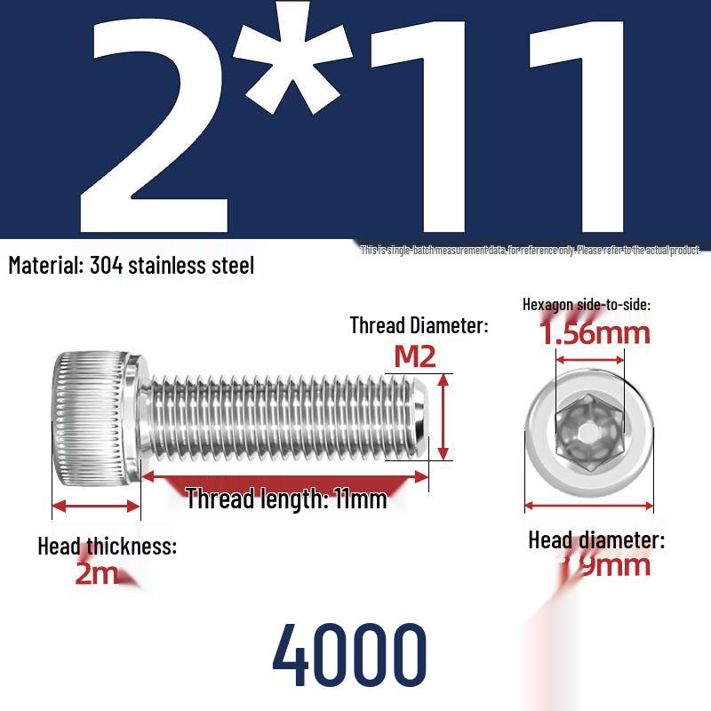 304 Stainless Steel Hex Socket Head Cap Screws, M2-M10, Extended Length