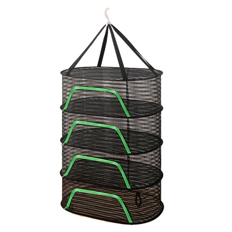 Breathable Mesh Hanging Drying Rack Vegetable Dryer with Rotating Hook Plant Hanging Net for Indoor and Outdoor Use