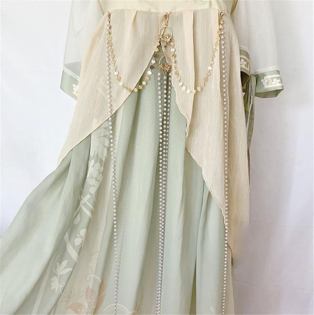 Detachable Hanfu Waist Chain Long Tassel Alloy Press Chain Hanfu Outfit Accessories  for Women