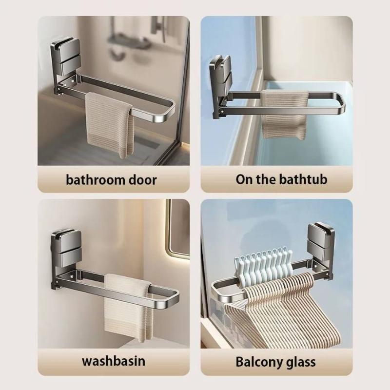Removable Towel Rack for Bathroom No Drill Installation Space Saving Storage Shelf for Kitchen Laundry