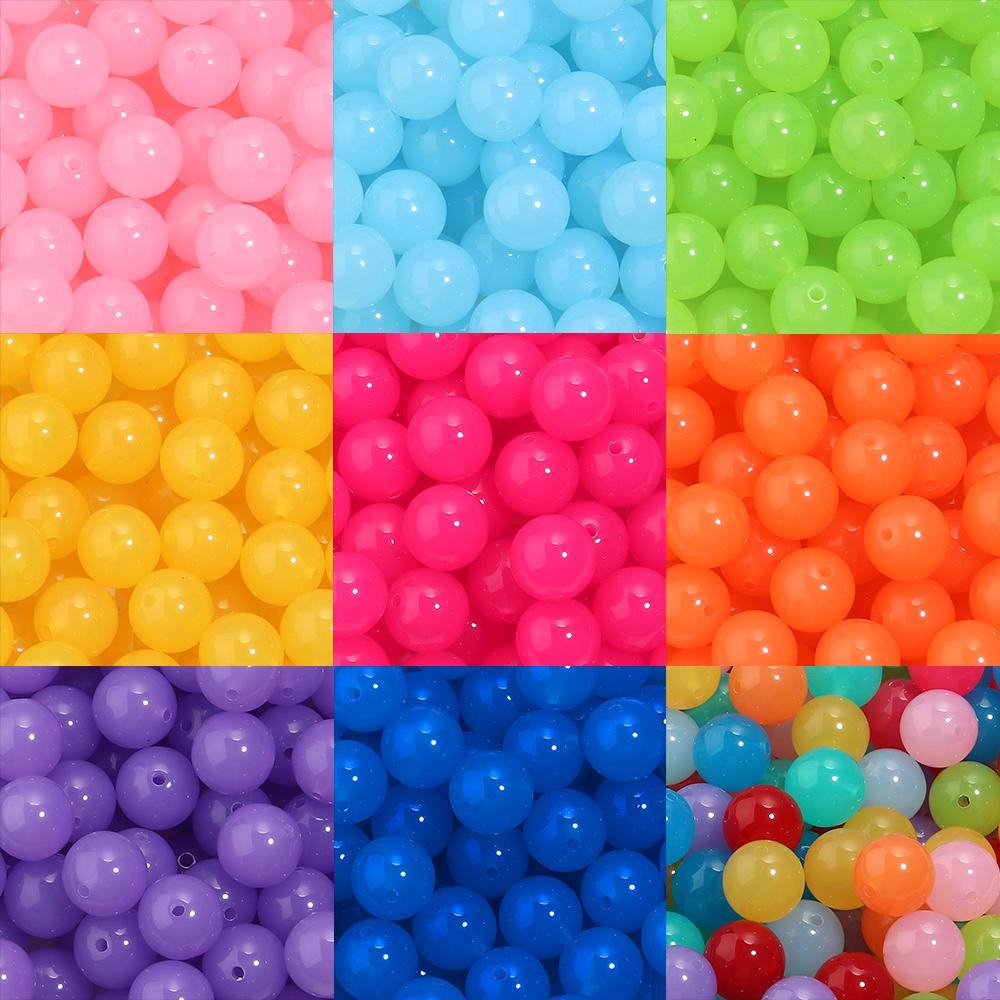 20pcs/lot 16mm Jelly Colored Round Beads Loose Spacer Acrylic Beads For DIY Crafts Bracelet Necklace Jewelry Making Accessories