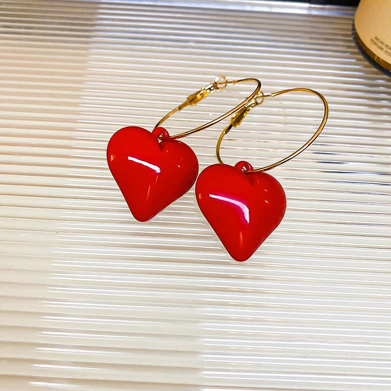 Silver Needle Red Drip Geometric Ear Cuffs - Retro Light Luxury Earrings for Women, Autumn/Winter Collection