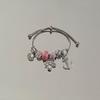 Sweet Cool Princess Style Pink Butterfly Pendant Bracelet With Rhinestones For Women