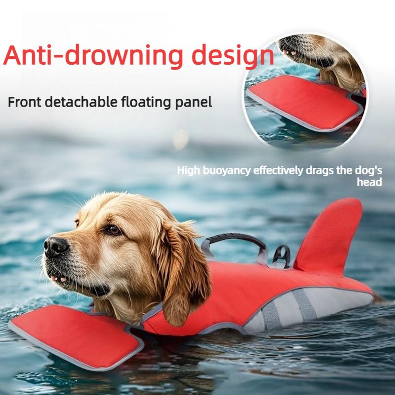 Pet Life Jacket Shark Fin Shape Safety Vest for Dog Summer Adjustable in Pool Surfing Drifting Dog Life Vest Reversible Safety