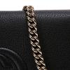Gucci Impressed Logo Chain Tassel Leather Crossbody Shoulder Bag Women bags Black 536224-A7M0G-1000