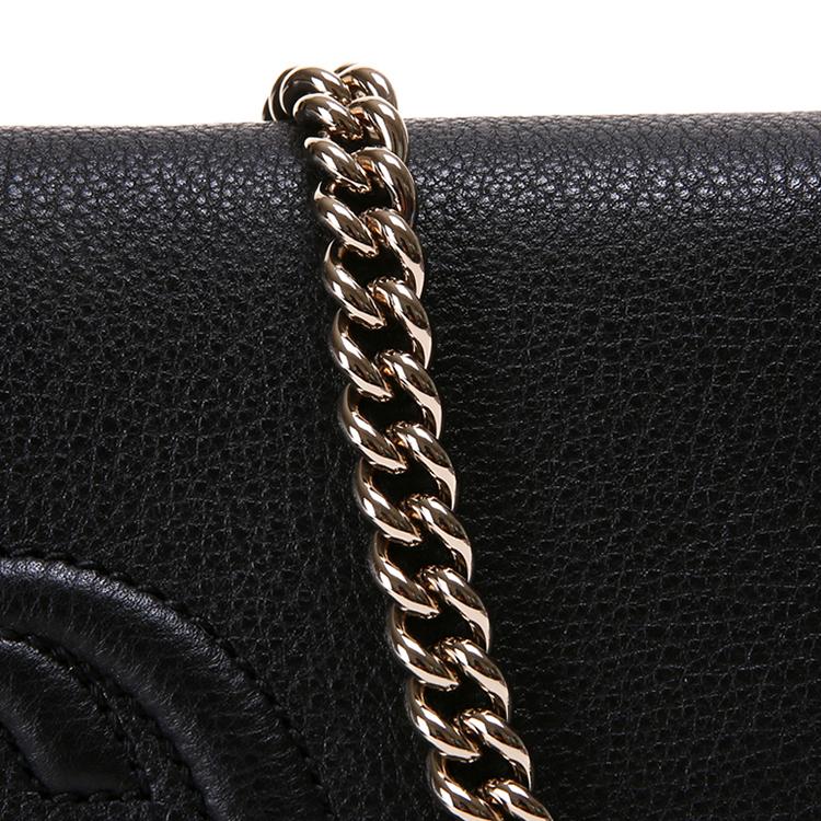 Gucci Impressed Logo Chain Tassel Leather Crossbody Shoulder Bag Women bags Black 536224-A7M0G-1000