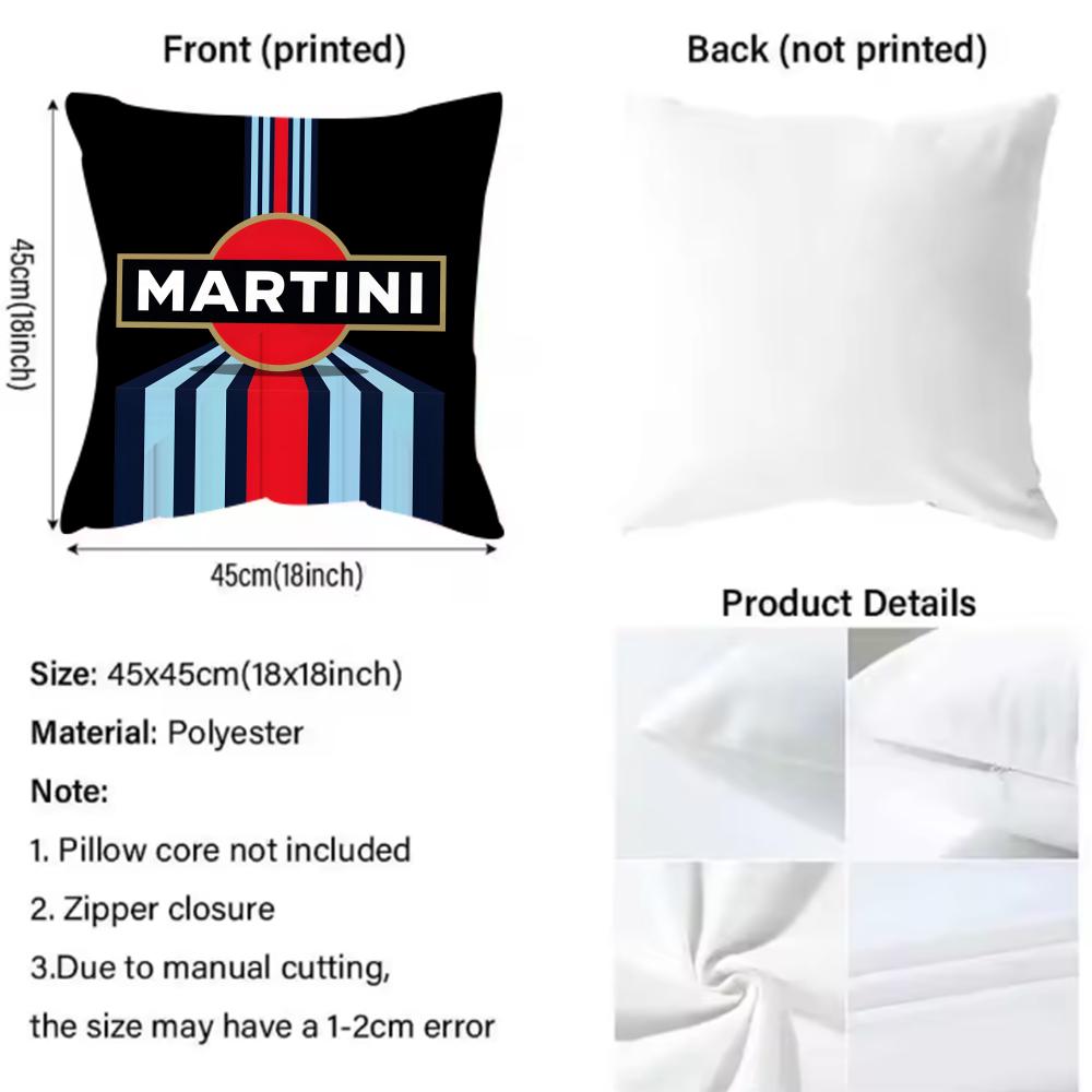 Racing Martini Stripe Cushion Cover 2-in-1 Reversible Plush Pillow Cover | Car/Sofa/Bed | Perfect Gift