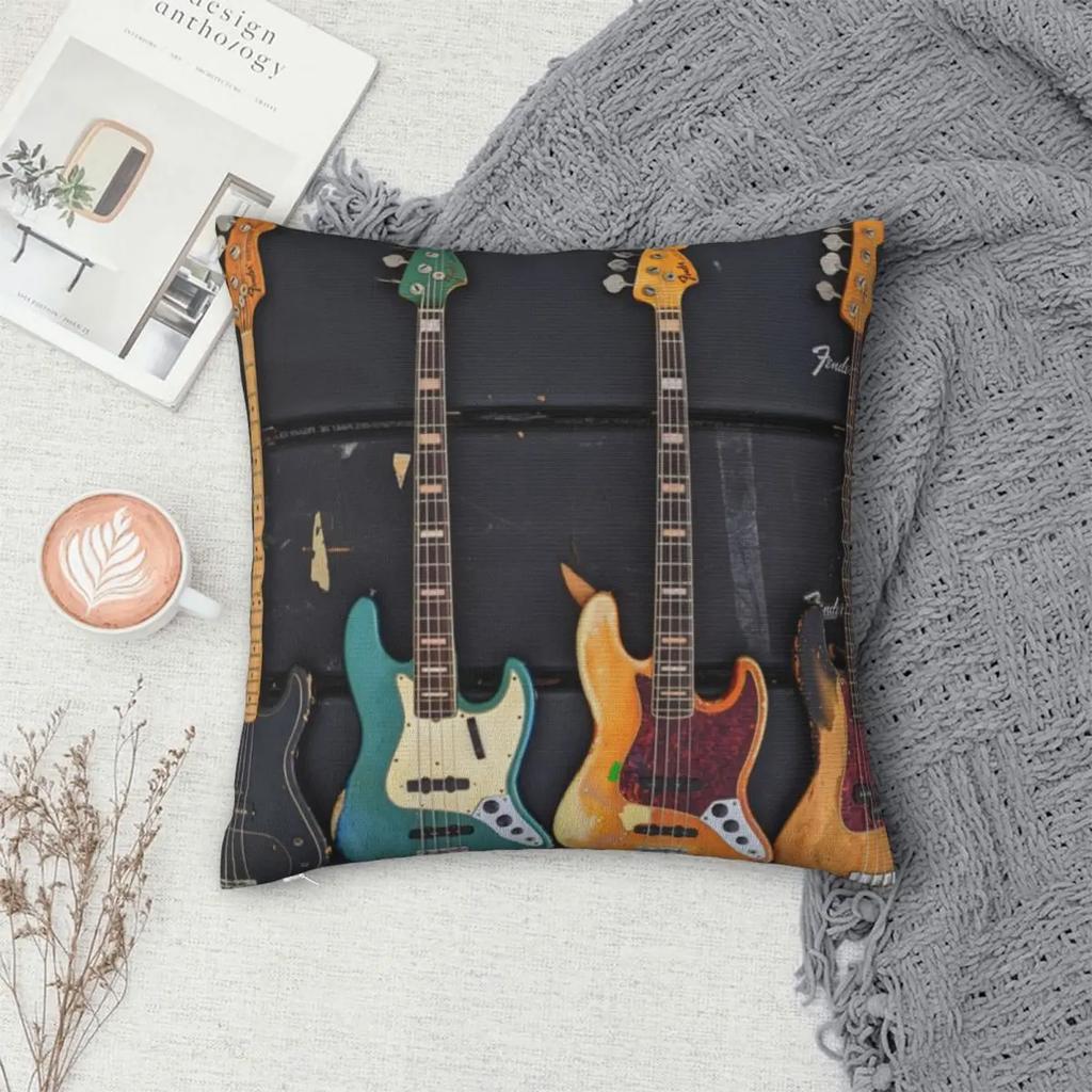 Guitar Bass Pillow Cover Music Funny Pillow Case Soft Printed Cushion Cover Pillowcases For Sofa Home Decorative