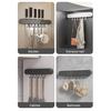 Wall Mount Cutter Holder with Hooks No-Drill Adhesive Kitchen Storage Rack for Utensils Space Saving Tool Organizer