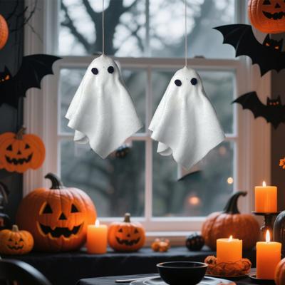 Yousheng Halloween Hanging Ghost Decoration Spooky Small White Cloth Ghost Tree Ornaments for Bedroom Yard Home Party Decor