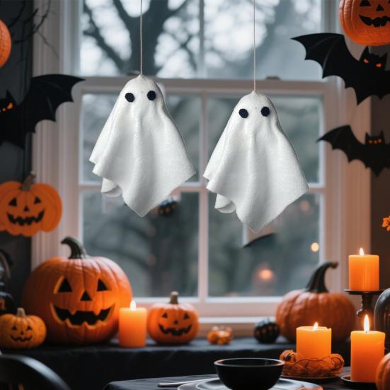 Halloween Hanging Ghost Decoration Spooky Small White Cloth Ghost Tree Ornaments for Bedroom Yard Home Party Decor