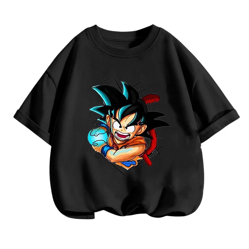 2025 MINISO Summer 4-14 Children  Dragon Ball Z TShirt Son Goku Anime Teen Clothes Fashion Casual T-shirt Boy Clothes Girls Kawaii Kids Tops