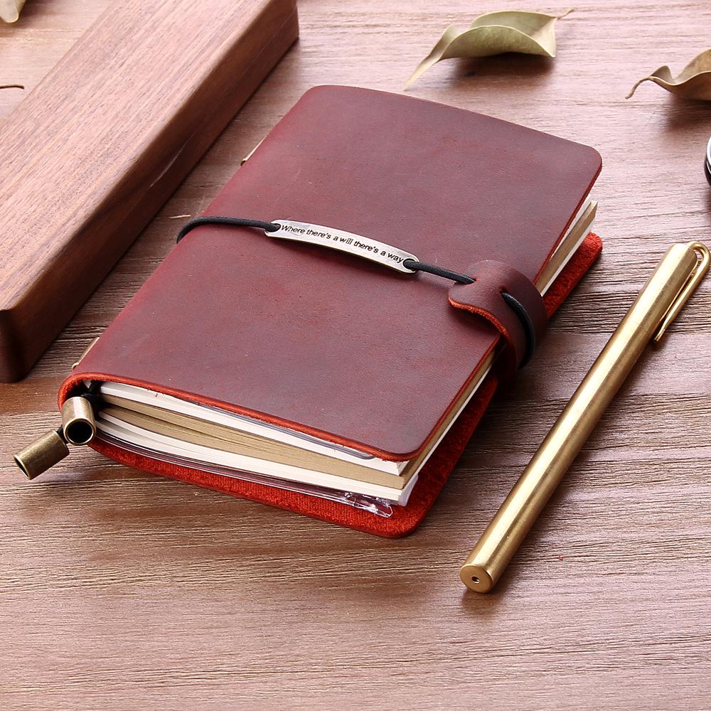 Echtes Leder Retro Reise-Notizbuch - Crazy Horse Finish, Hochwertiger Business-Planer mit eingraviertem Logo
