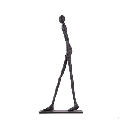 Cast Iron Figurine Minimalist Abstract Human Sculpture Modern with Rectangular Base for