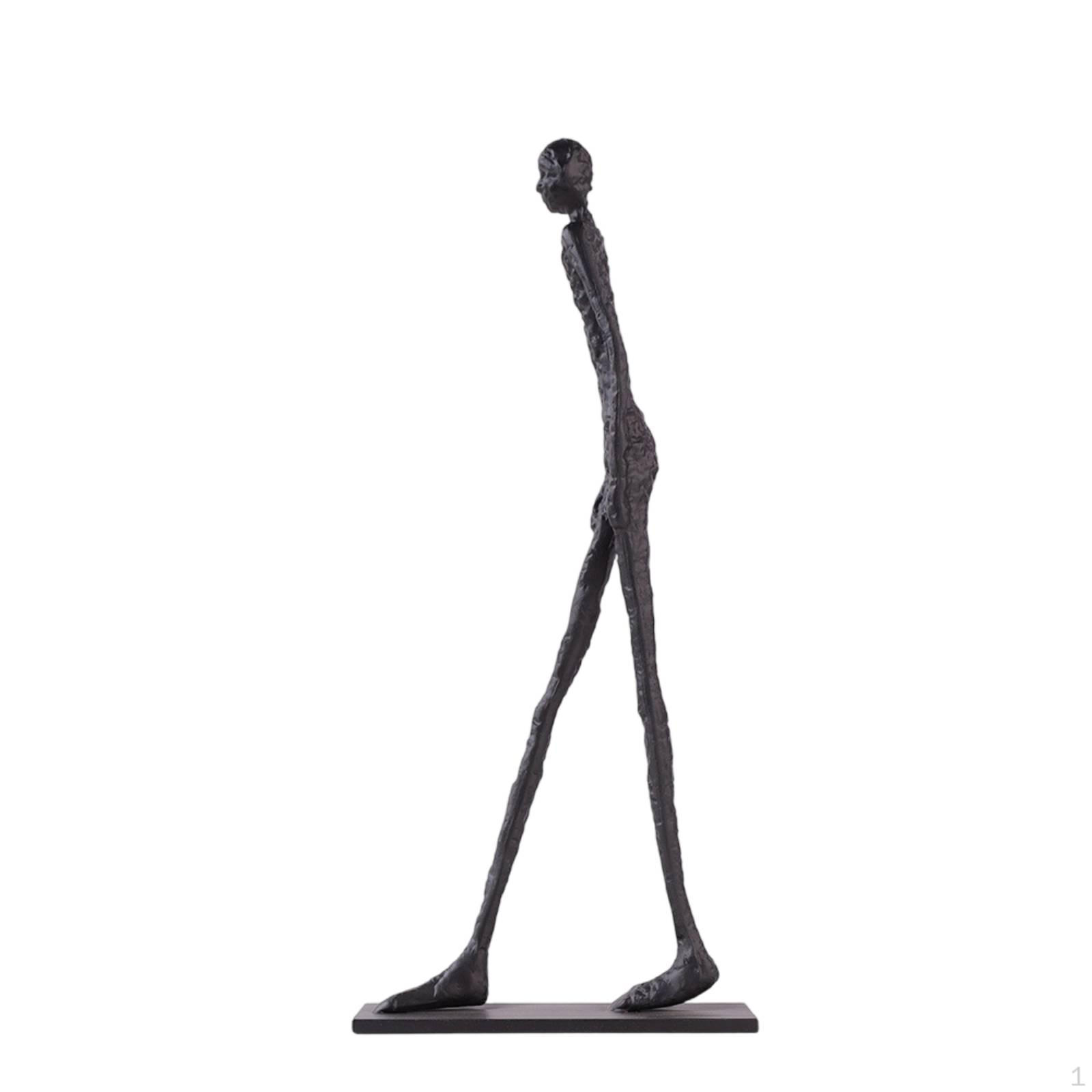 Cast Iron Figurine Minimalist Abstract Human Sculpture Modern with Rectangular Base for