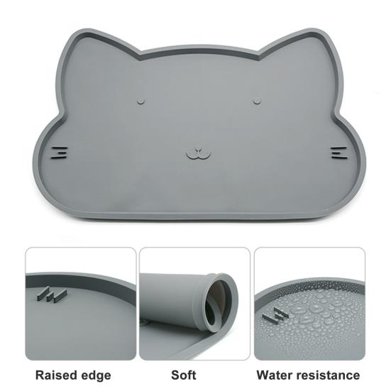Yousheng Katzenfuttermatte Rutschfest Wasserdicht mit erhöhtem Rand Auslaufsicher Hält Ordnung Haustierfuttermatte Hund Katze Zubehör