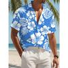 Men's Hawaiian Shirt Short Sleeve Tropical Resort Beach Flower Palm Shirt