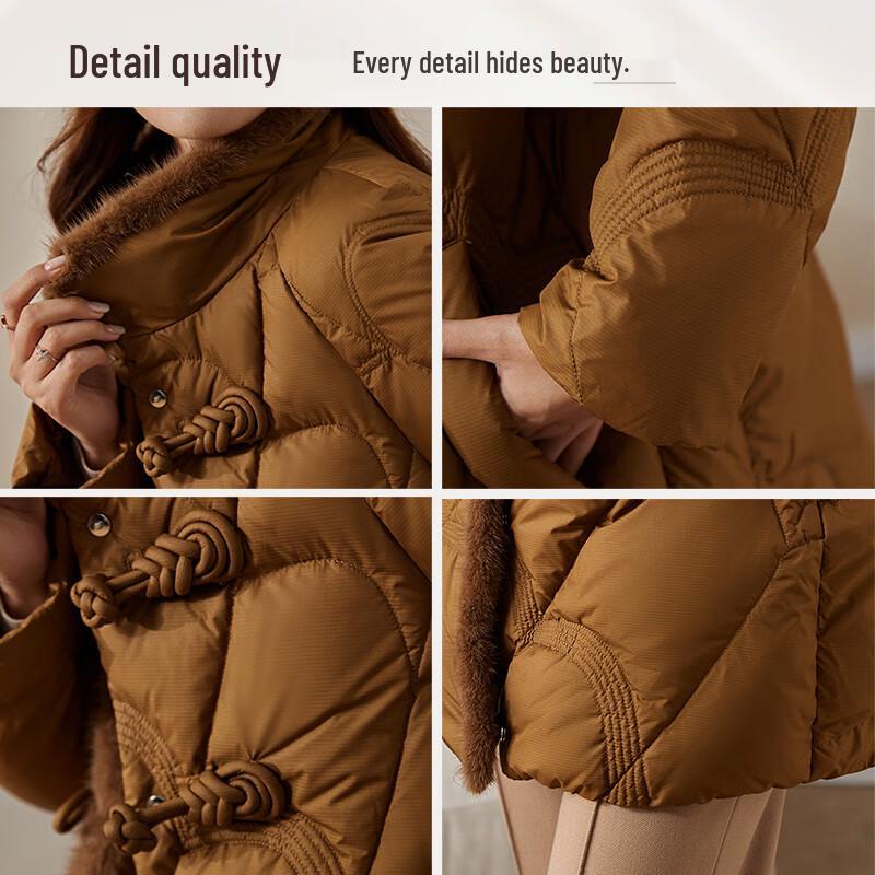 JIANHU Women's Mid-Length Disc-Button Down Winter Coat