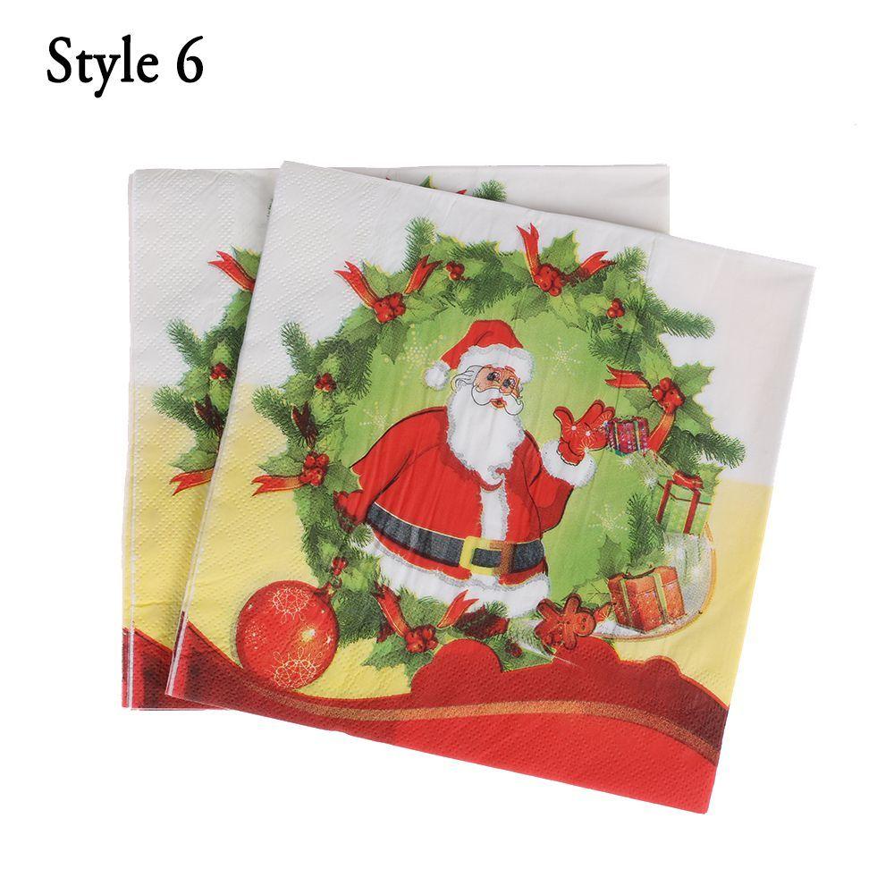Home Decorative Santa Claus Table Decor Serviette Towel Christmas Decoration Printing Paper Napkin