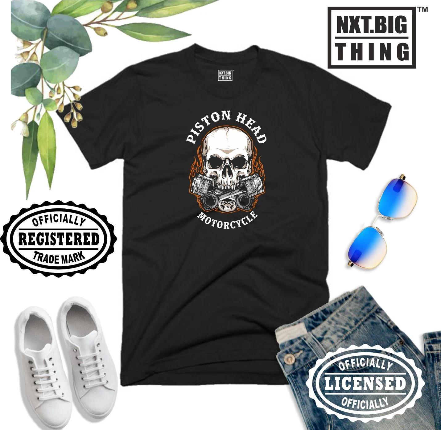 Piston Head T Shirt Bike Motorbike Motorcycle MC Racer Skull Funny Gift Men Top S