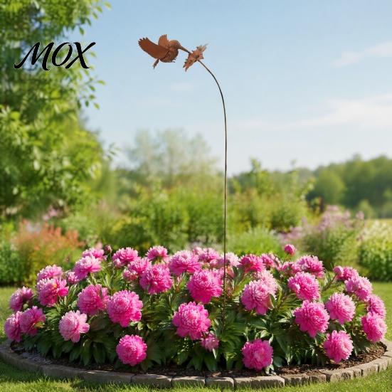Outdoor Garden Stakes Wrought Iron Hummingbird Flower Stake, Decorative Metal Yard Art, Durable Accents Anti-Rust Decor Sign for Balcony Windowsill