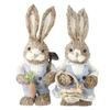 2PCS Easter Rabbit Toy Grass Cute Easter Bunny Doll with Clothes for Home Desktop Decoration Holiday Gift