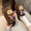 2025 Autumn and Winter Cartoon Cute Thick-soled Fluffy Slippers Women Wear Fashionable Versatile Warm Non-slip Bag Head Slippers Women